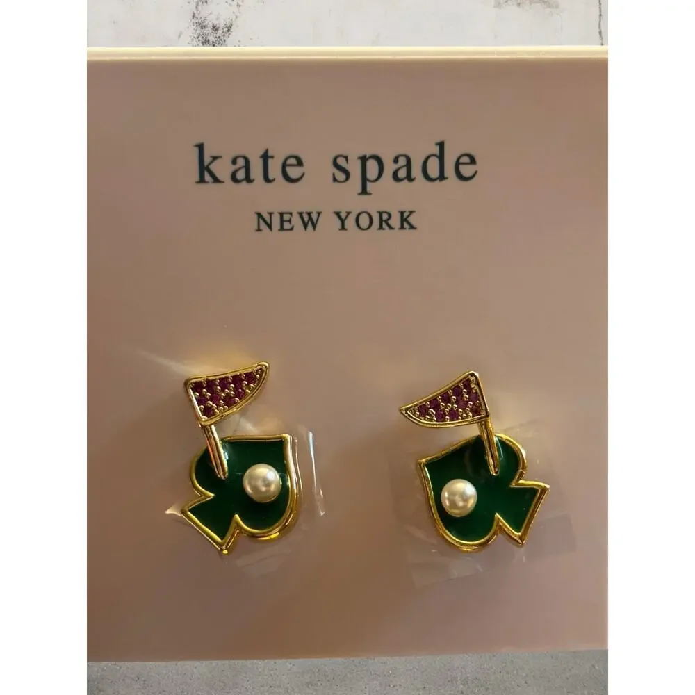 Kate Spade Hole In One Studs + Dust Bag NWT
